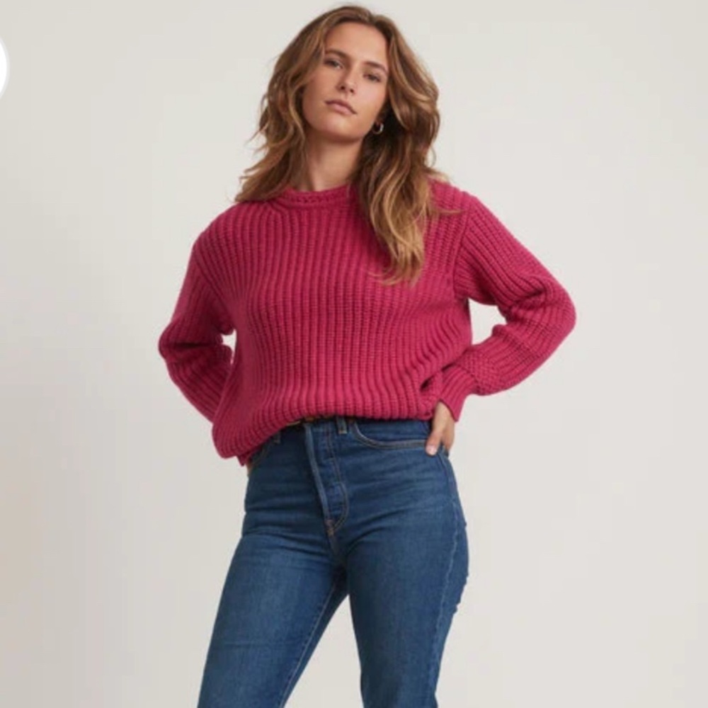 Marine Layer Oversized Crewneck Sweater in Rose Violet • NWT